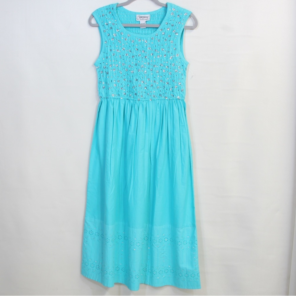 Expressions Sequined Top Light Teal Sleeveless Dress Size Small NWOT